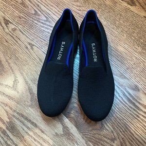 Rothy's Black Flats with Blue Trim